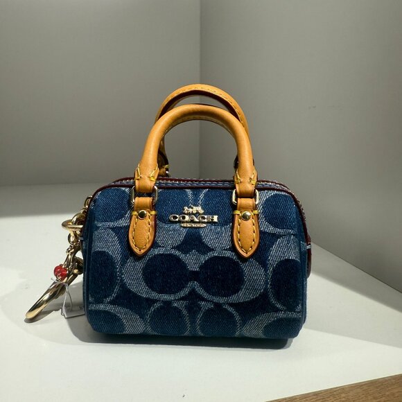coach Mini Rowan Bag Charm In Signature Denim cz083 - Picture 1 of 6